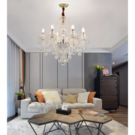 Durahonn Modern K9 Transparent Crystal Chandelier,Luxury Clear Crystal Pendant Light Fixture 8 Light,Crystal Ceiling Lighting for Living Room, Dining Room, Bedroom (8 Lights)