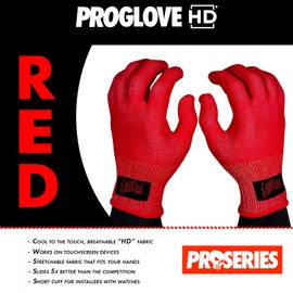 PROGLOVE HD RED Pair of Vinyl Wrap Gloves, Car Wrapping- Medium
