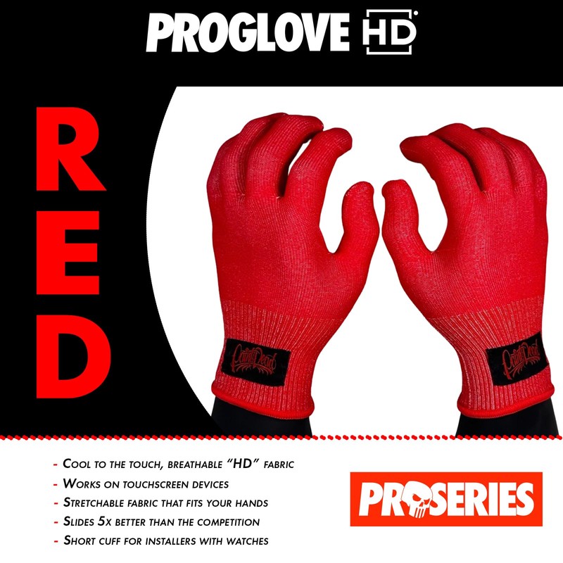 PROGLOVE HD RED Pair of Vinyl Wrap Gloves, Car Wrapping-