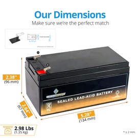 Chrome Battery 12V 3.2AH Maintenance-Free Battery for Alarm Systems, Scooters, Toys, Emergency Lights, and More - Nut and Bolt (T3) Terminal 4 Pack