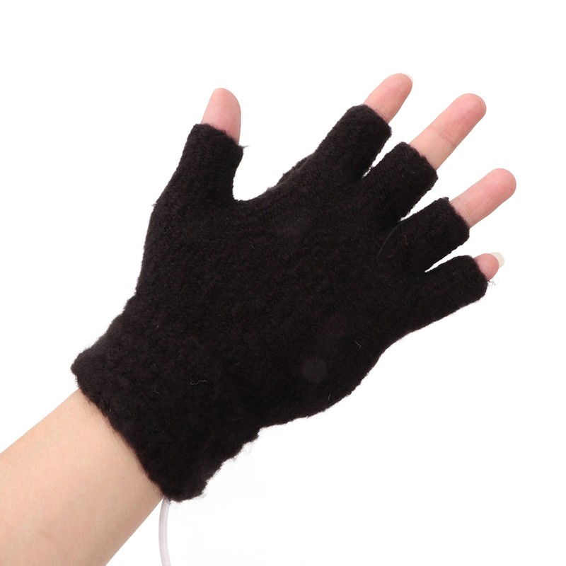 USB Heated Gloves Electric Half Hands Double Sided Heating Warm