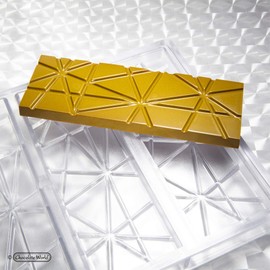 Chocolate World CW2450 Polycarbonate Candy Mold with 4 Striped-Tablet Cavities, Each 54.5mm x 157.5mm x 10.5mm High