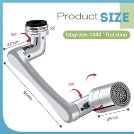 Faucet Aerator, 1440 Degree Rotating Tap, Extender Aerator Tap with Splash Filter, 2 Adjustable Modes Extension Tap for Threaded Faucets M20 M22 M24 Bathroom Kitchen Tap