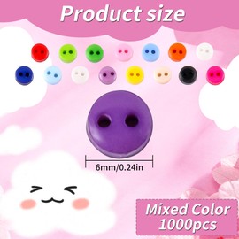 NQJNQJ 1000 Pcs Mixed Color Small Buttons for Crafts - 6mm Round 2-Hole Sewing Buttons, Hand-Painted Decorative Buttons for DIY Projects