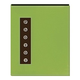 Pioneer Photo Albums Metal Button "Photo" Sewn Leatherette Cover Brag Album, Green