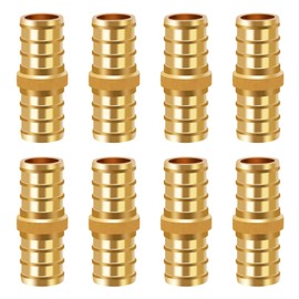 Horiznext 1/2 inch pex straight fitting, brass coupling adapts water pipes connect tubing with a crimp ring quick manifold push into hose.(8 pcs)