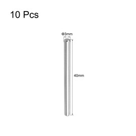 sourcing map 10Pcs 3mm x 40mm Dowel Pin 304 Stainless Steel Pegs Support Shelves Silver Tone