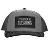 I'd Rather Be Cleaning - Leather Black Patch Engraved Trucker