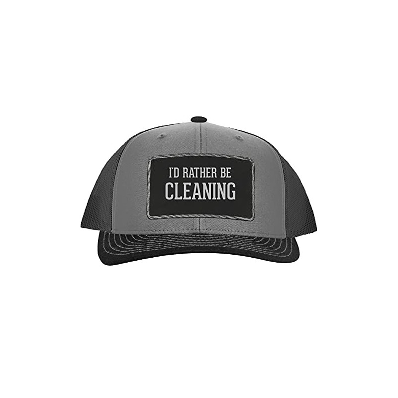 I'd Rather Be Cleaning - Leather Black Patch Engraved Trucker