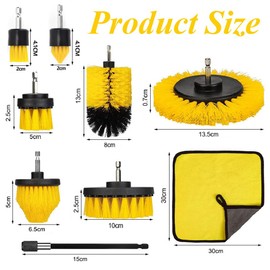 7 Pcs Drill Brush Attachment Set, Portable Drill Scrub Brush, Power Cleaning Scrub Brush Kit, Cleaning Kit Suitable for Car Bathroom Wooden Floor Laundry Room Cleaning (Yellow)