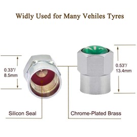 GODESON Chrome Plated Brass Tire Valve Stem Caps N2 Nitrogen Sign Logo on The Top, 5 pcs/Set (Additional 1pcs Spare).