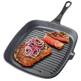 B.C. Fine Food B.C. FIND FOOD Cast Iron Grill Pan Non Stick 9 inch Diameter Suare Skillet iron Frying Pan and Pots For Grilling Bacon Steak Meats Best Gift For Her Christmas Gifts