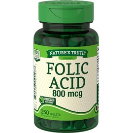 Nature's Truth Folic Acid 800 mcg | 250 Tablets | Vegetarian, Non-GMO & Gluten Free