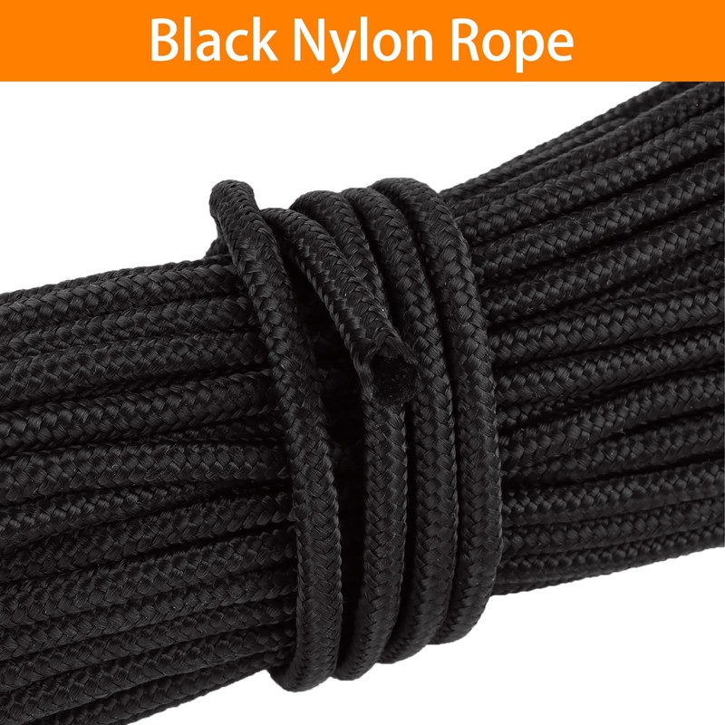 VIDETOL 2 Pack 60m Black Nylon Rope, 6MM Thick Heavy