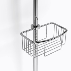 Frafuo Shower Pole Caddy for Shower-6 Size Riser Ring NO Drilling Tension Shower Caddy Basket for Bathroom-SUS 304 Chrome Shower Caddy-Small Shower Caddy Pole with Luxury Standard