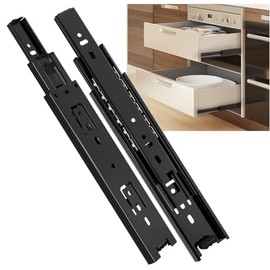 SHUHANG 1 Pair Full Extension Drawer Slides 8 Inch 100 lb Load Capacity Side Mount Ball Bearing Rails Cabinet Dresser Glides Wardrobe Kitchen Trash Can Slider Runners Black