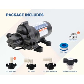 KENCIT T33 Automatic On-Demand Diaphragm Pump, Pressure Pump for Kitchen, Bathroom, RV, Marine Yacht, Caravan, Garden (12Vdc, 4.0GPM, 45PSI)