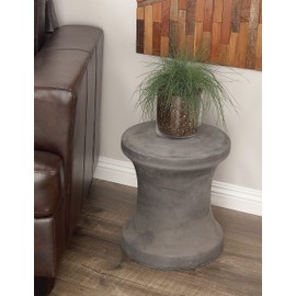 Deco 79 15"/17" Fiber Clay Foot Stool, 15" x 17", Gray