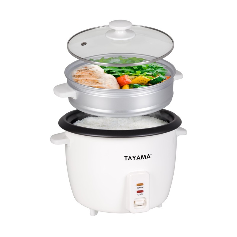 Tayama Rice Cooker with Steam Tray 8 Cups, White (RC-8R)