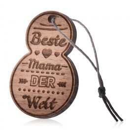 GRAVURZEILE Wooden Keyring – Beste Mama der Welt – Pendant with Engraving and Cotton Band – Gift Idea for the Best Mum Mum for Birthday, Christmas, Mother's Day, brown