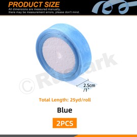 Rustark 2 Roll 1" x 25 Yards Blue Sheer Organza Ribbon Transparent Chiffon Fabric Organza Ribbons for Gift Wrapping Invitations Christmas Birthday Wedding Party Decoration(2.5cm x 23m)