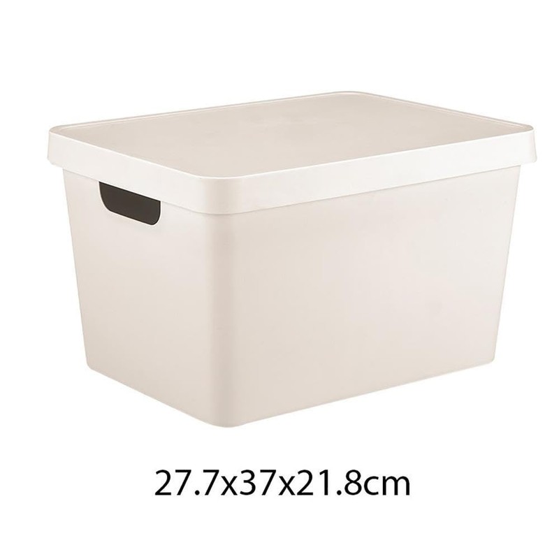 Pack of 2 Grey & Cream Storage Container With Lid