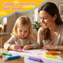 NewFamily Dustless Chalk for Kids, 12-Color Chalk with Color Holders, 9mm Core, Washable & Non-Toxic, for Chalkboard & Sidewalk, Indoor or Outdoor
