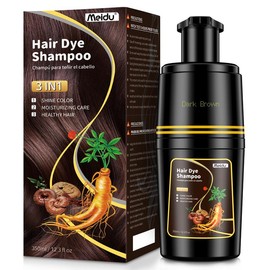 MEIDU 3 in 1 Hair Dye Shampoo - Can cover gray hairs,Herbal Ingredients,Contains Ginseng Extract,Natural Haircoloring, black hairdye:_Dark Brown 350ml