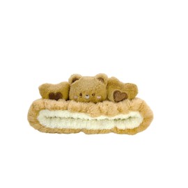 Eluckya Kawaii Spa Cute Bear Headband for Women Skin Care, Makeup and Wash - Soft Microfiber Coral Fleece Towel Headband for Girls Hair (Brown, Bear)