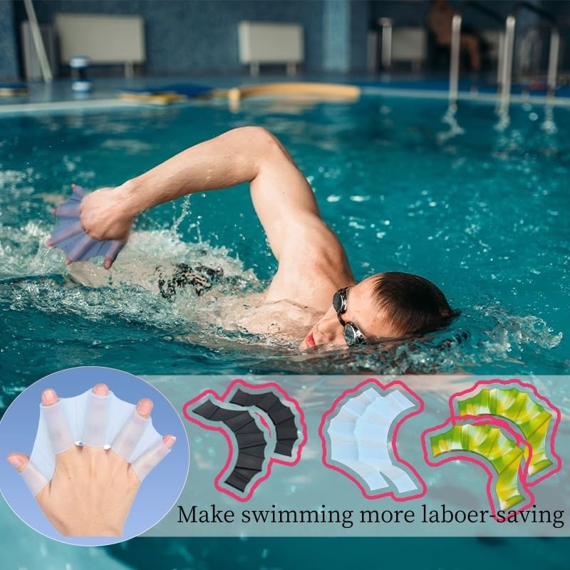 UNIQOCK 2 Pair Silicone Swimming Gloves Webbed Swim Gloves Finger