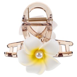 IWOWHERO 2pcs Flower Hair Claw Clips for Thick Hair Women Decorative Hawaiian Plumeria Design Strong Hold Non Slip for and Makeup Elegant