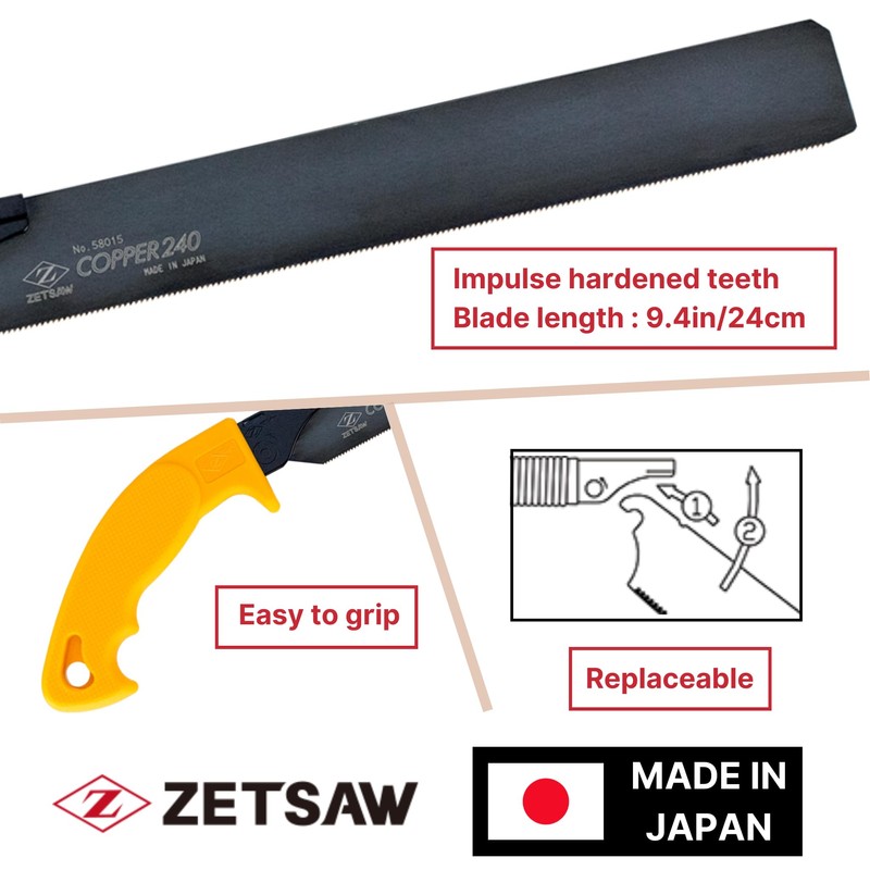 Z-saw Japanese Metal Hand Saw for Non-Ferrous Soft Metals COPPER240