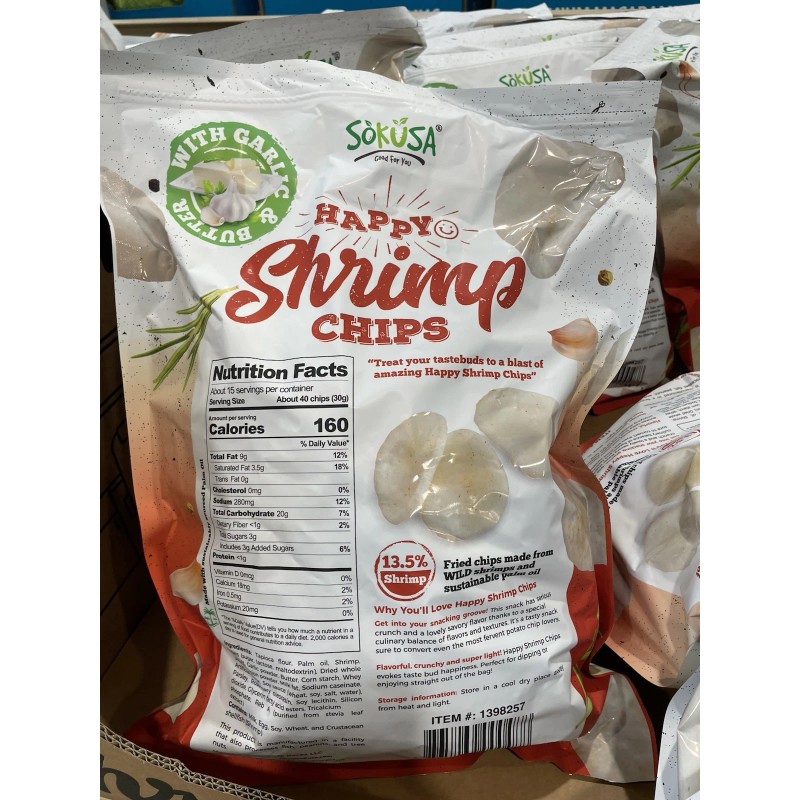 Sokusa Happy Shrimp Chips with Garlic & Butter Family Size
