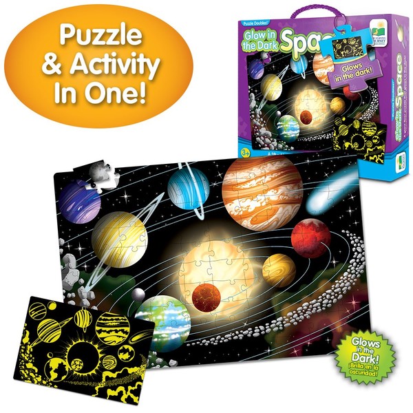 The Learning Journey Puzzle Doubles Glow in the Dark - Space - 100 Piece Glow in the Dark Preschool Puzzle (3 x 2 feet) - Educational Gifts for Boys & Girls Ages 3 and Up (782545)