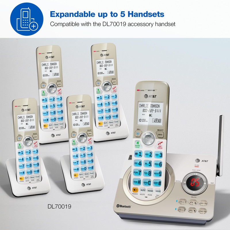 AT&T 4-Handset DECT 6.0 Expandable Cordless Home Phone with Large