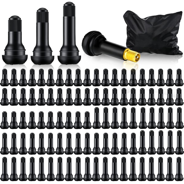 100 Pieces Tire Valve Stems Rubber Black Rubber Snap-in Valve Stems Standard Length Replacement Tire Valve Stems for Car Tubeless Rim Holes Replacement (0.7 x 1.7, 0.7 x 1.4, 0.7 x 2 Inches)