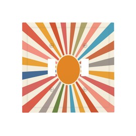 Thsanju Abstract Colorful Sun Retro Geometric Sunrise Double Toggle Boho Light Switch Covers Decorative 2 Gang Wall Plate Dual Electrical Faceplate Switchplate for Kitchen Bedroom Decor
