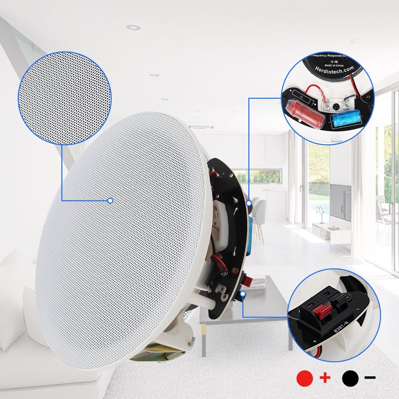 Herdio 8 Inch Bluetooth Ceiling Speakers Max Power 400 Watts