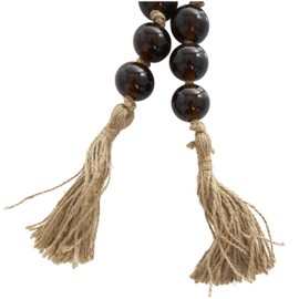 Deco 79 Glass Handmade Round Beaded Garland with Tassel with Knotted Brown Jute, 45" x 1" x 1", Dark Brown