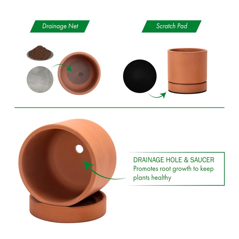 2-Pack Terracotta Plant Pots with Saucers, 3 Inch, 40-X-B-0