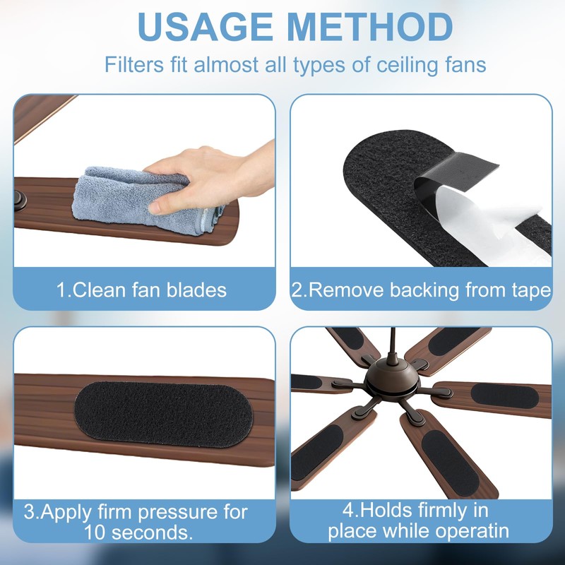 12 Pack Ceiling Fan Filters for Blades Activated Carbon, Fan