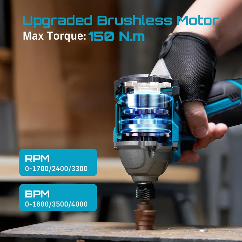 SEESII 16.8V Impact Driver Kit, 1/4" Hex Cordless Impact Driver