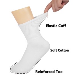 BomKinta Women Casual Calf Socks - Cute Cotton Crew Socks - Thin Soft Above Ankle Socks 6 Pairs All White Size 5-10