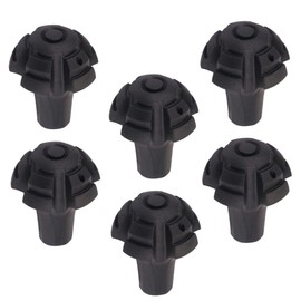 SUPVOX 6pcs Crutch Foot Covers Trekking Cane Protectors for Enhanced Stability Lightweight Round Caps for Hiking and Walking Sticks Black