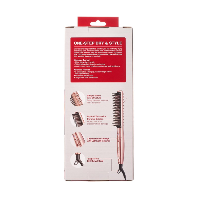 KISS Dry and Style Heat Brush, Wet to Dry Detangling