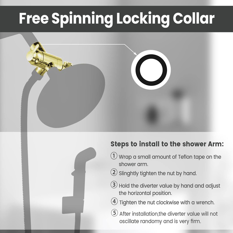 Shower Diverter Valve with Handshower Mount, G1/2 Brass Shower Arm