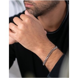 925 Sterling Silver Cuban Link Chain Bracelet 5mm Silver Bracelet for Men Women Silver Bracelet 6.5-9 Inches(8)