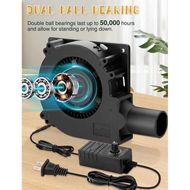 AmRunJe 120mm BBQ 12V Blower Fan with 110v-240v AC Plug