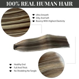 Belaved Human Hair Clip in Extensions Brown Mix Blonde Balayage Ombre 22 Inch Real Human Hair Thick Straight Double Weft Blonde Clip on 5PCS 70 Gram
