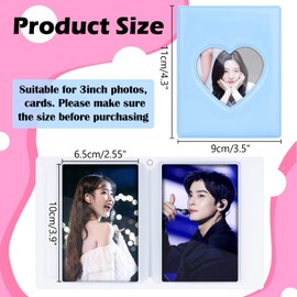 CIOUYAOS 2 x Kpop Photocard Binder Photo Album, 3 Inch 64 Pockets Mini Heart Kpop Photo Album with Key Ring, Small Photocard Holder for Collecting Picture, Lomo Card (Green + Purple)